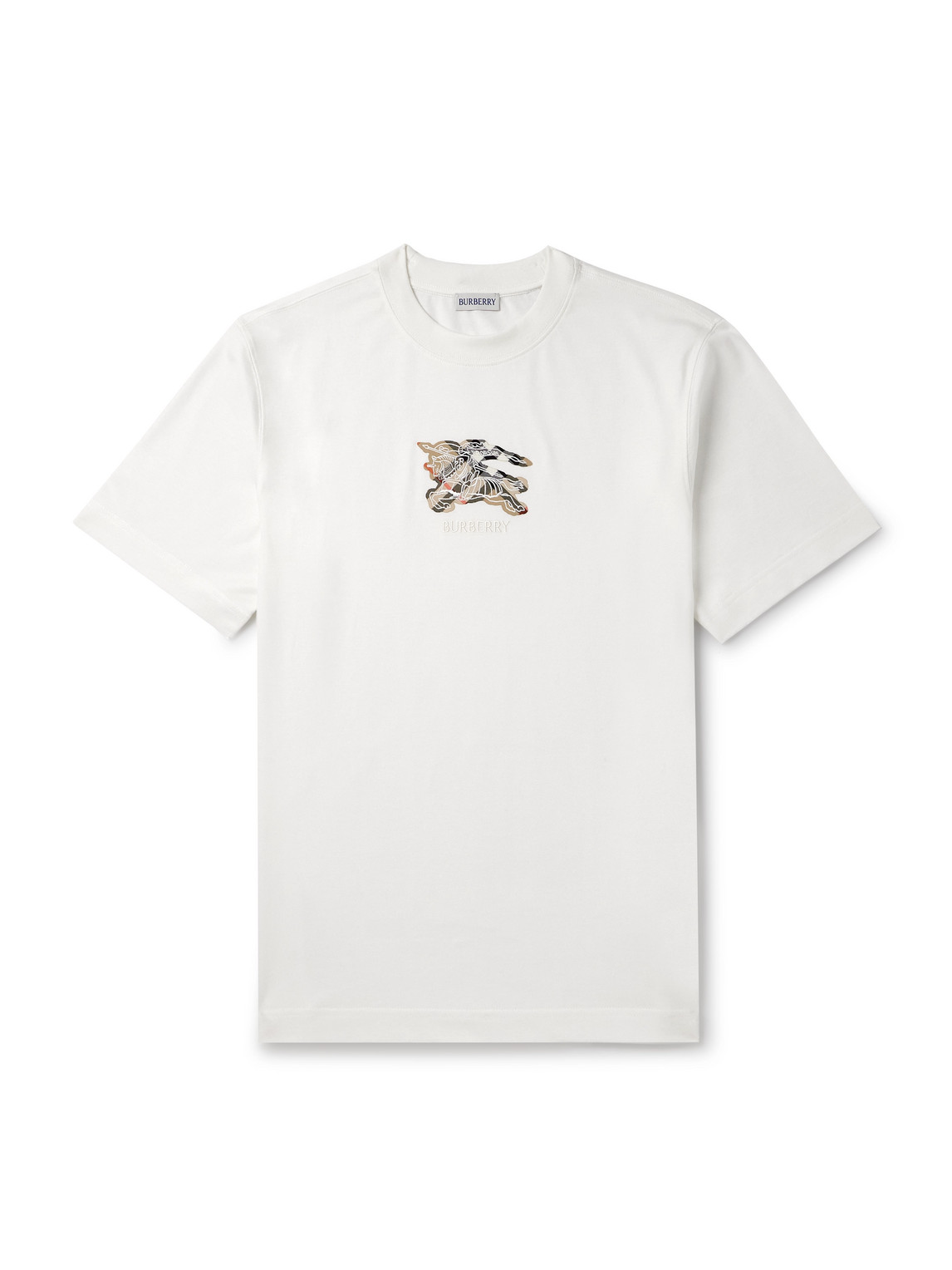 Burberry Equestrian Knight Design Cotton T-shirt In White