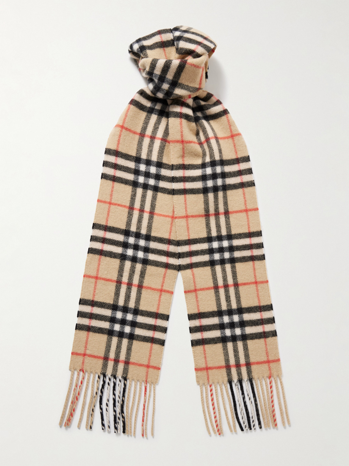 Burberry Fringed Checked Cashmere Scarf - Men