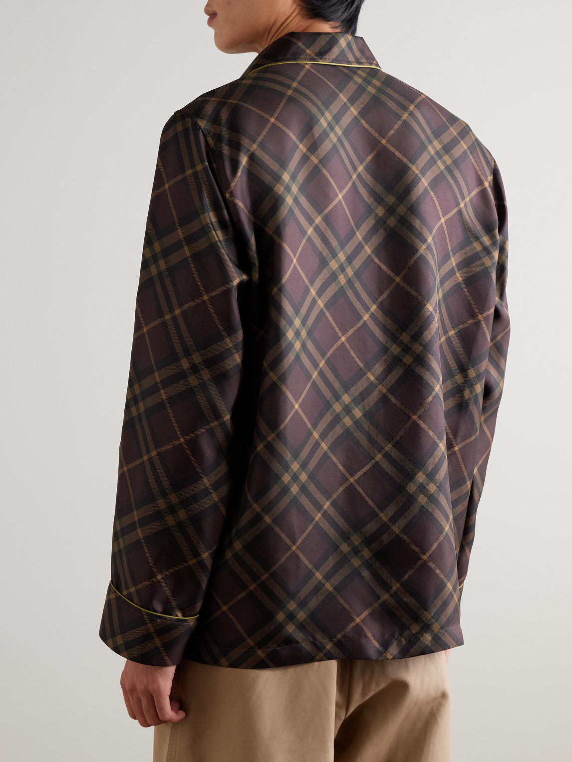  Burberry - Piped Checked Silk Shirt - Men - Brown - S 