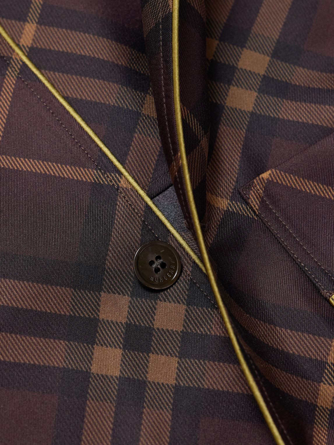  Burberry - Piped Checked Silk Shirt - Men - Brown - S 
