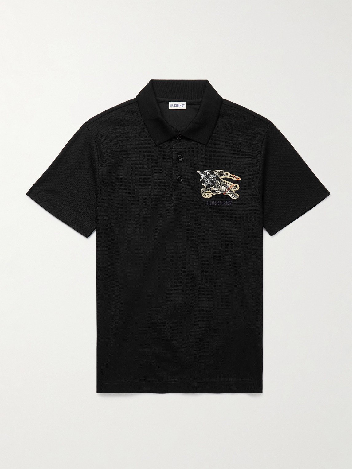 Burberry Logo-Embroidered Appliquéd Cotton-Piqué Polo hirt - Men