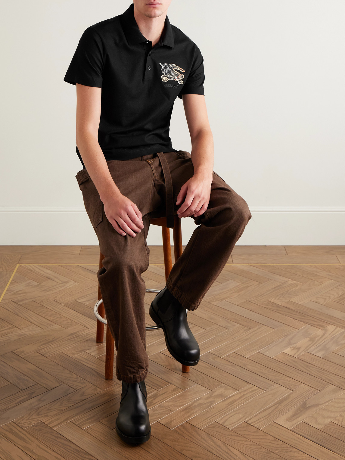 Burberry Evan Ekd Polo In Black