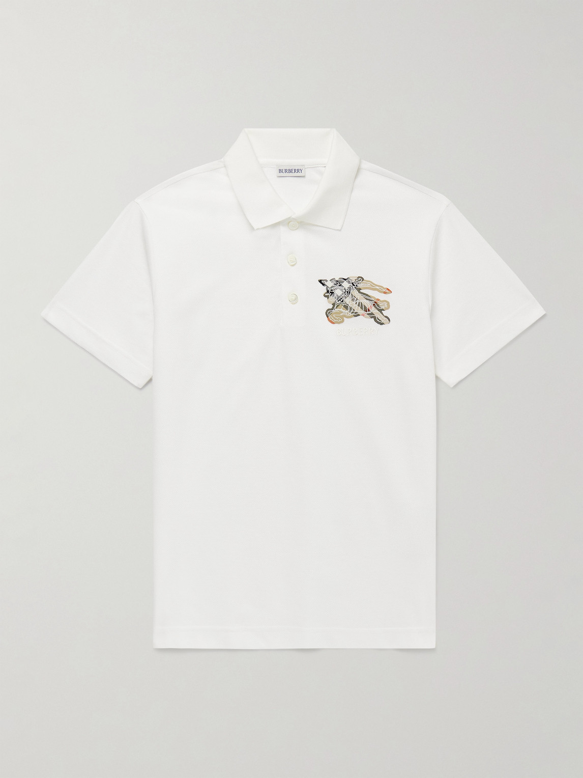 Burberry Logo-Embroidered Appliquéd Cotton-Piqué Polo hirt - Men