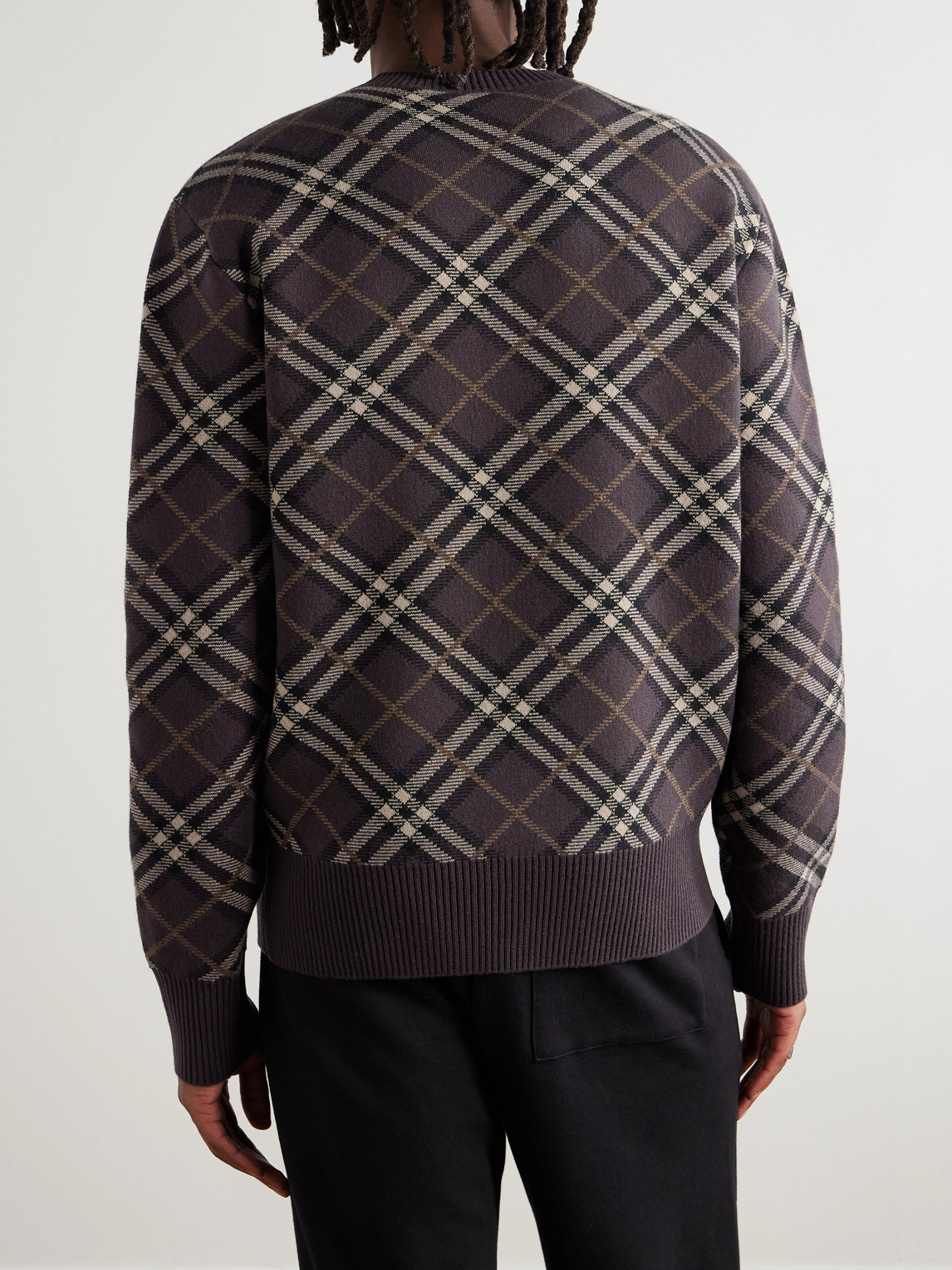 Burberry Gregory Checked Wool-blend Sweater In Brown