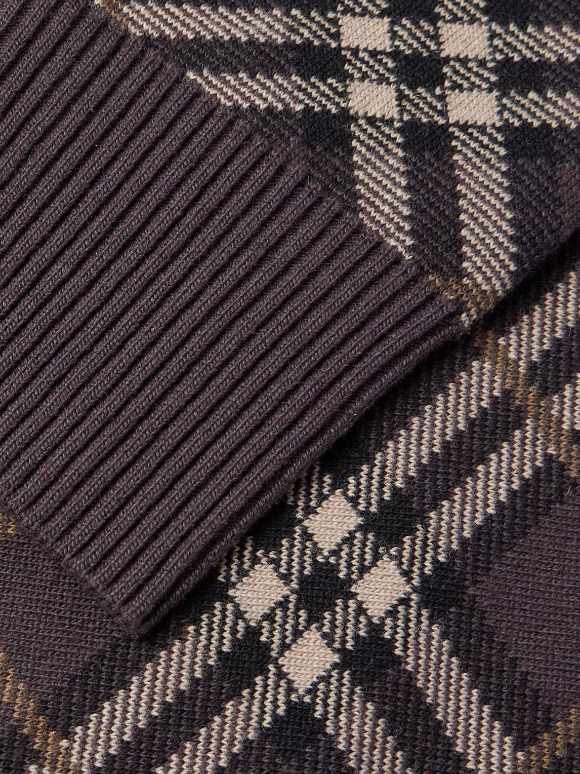Burberry Gregory Checked Wool-blend Sweater In Brown