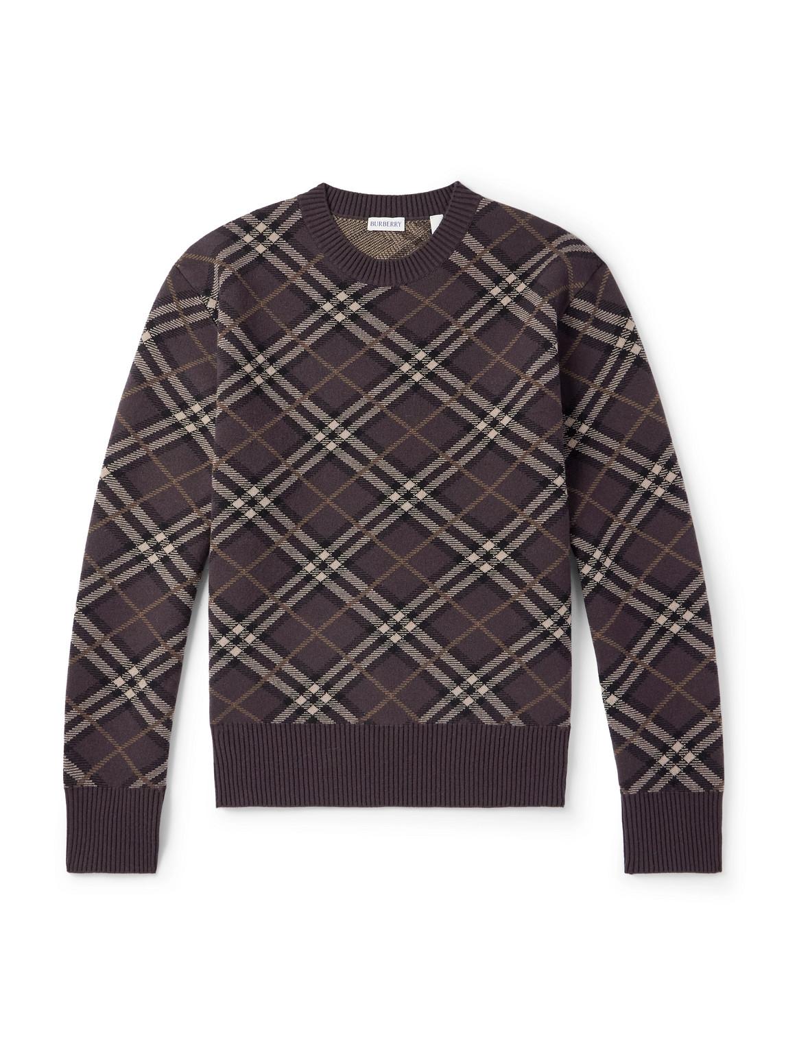 Burberry Gregory Checked Wool-blend Sweater In Brown