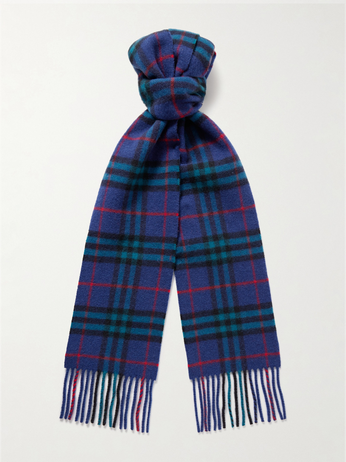 Burberry Fringed Checked Cashmere Scarf - Men