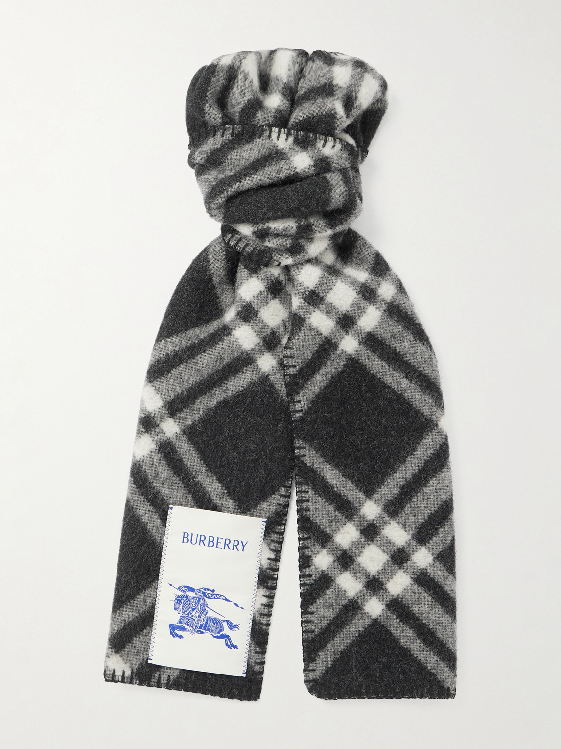 Burberry Logo-Appliquéd Checked Wool Scarf - Men