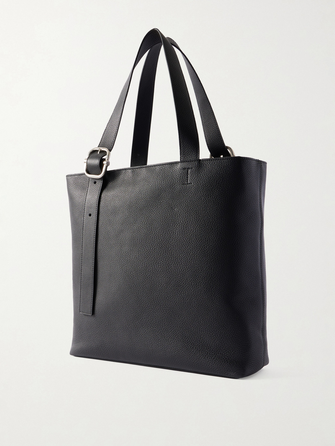 Loewe Loop Logo-debossed Full-grain Leather Tote Bag In Black