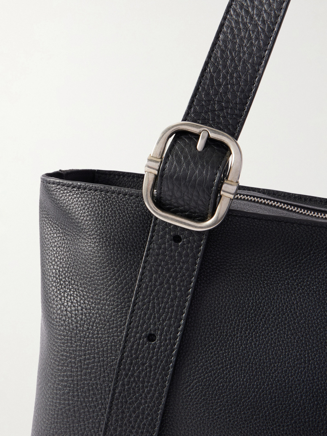 Loewe Loop Logo-debossed Full-grain Leather Tote Bag In Black