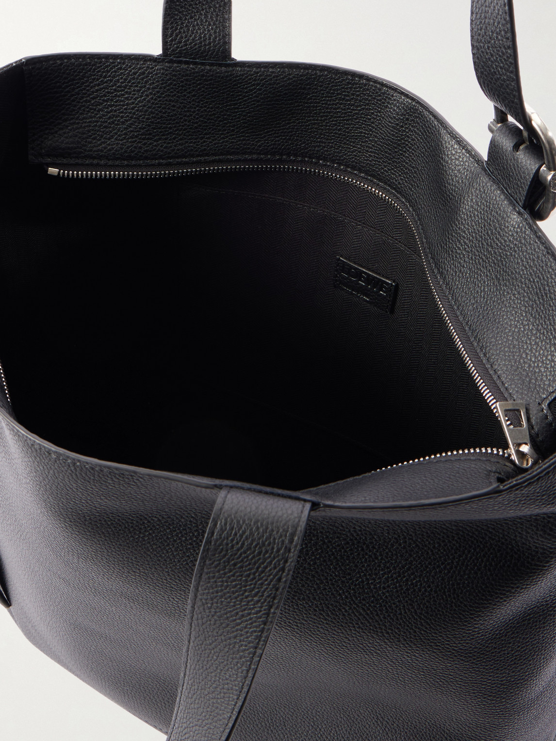Loewe Loop Logo-debossed Full-grain Leather Tote Bag In Black