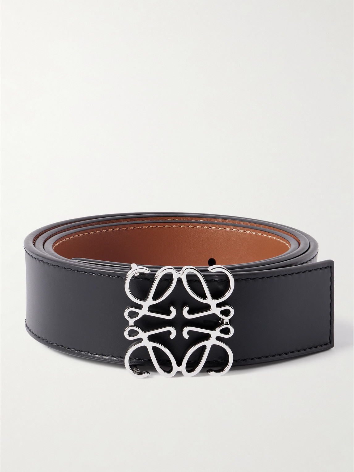 Loewe Anagram 3.5cm Reversible Leather Belt In Black