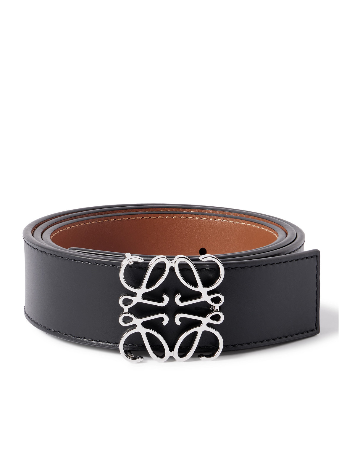 Loewe Anagram 3.5cm Reversible Leather Belt In Black