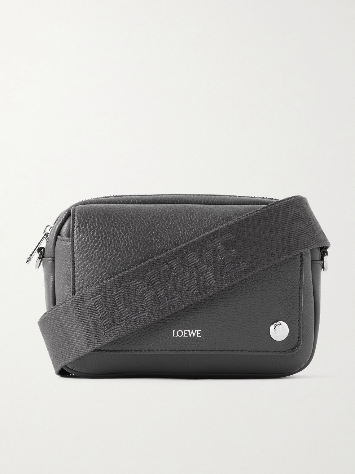 Loewe Pebble Full-grain Leather Messenger Bag In Gray