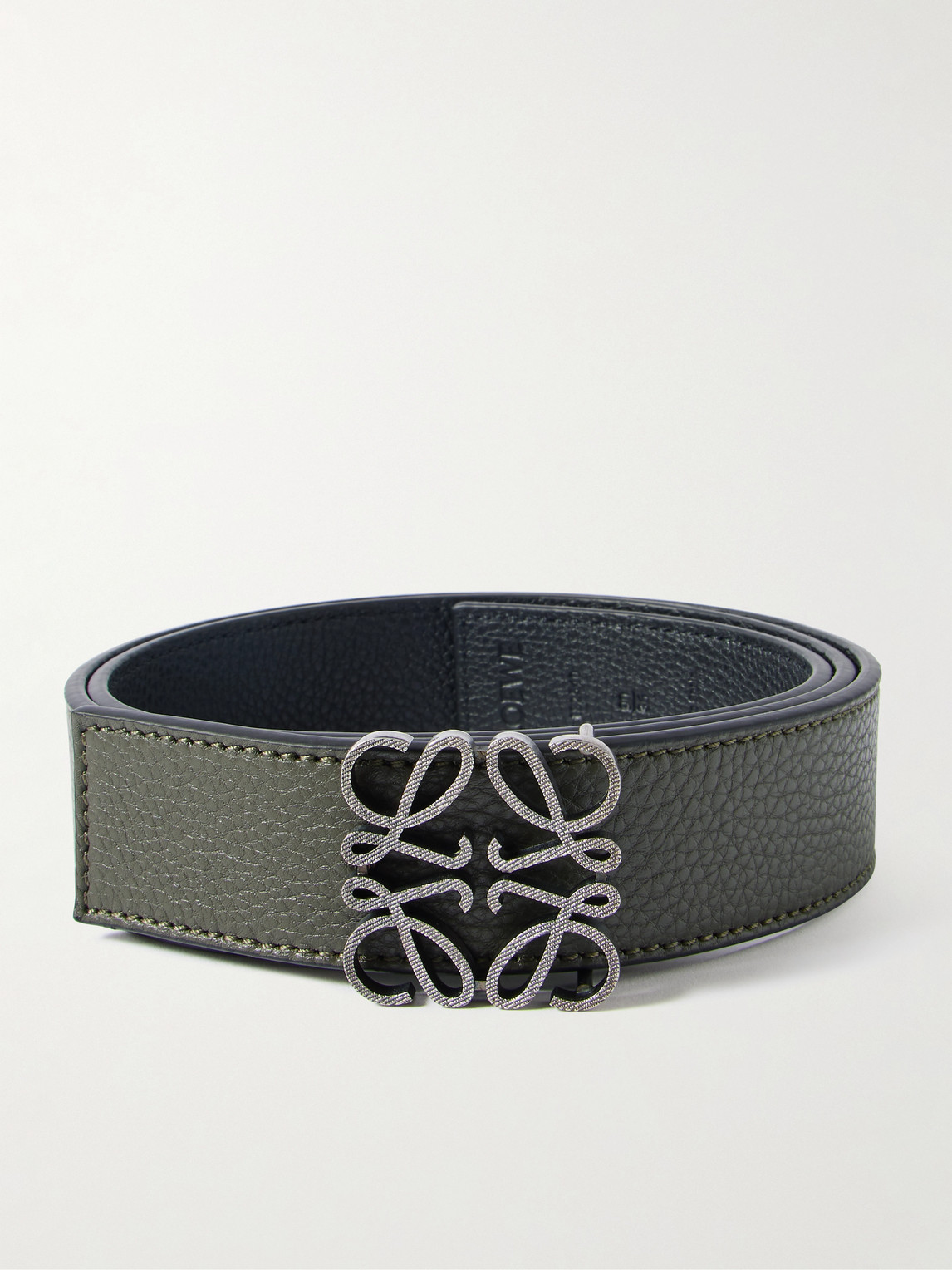 Loewe Anagram 3.5cm Reversible Leather Belt In Green