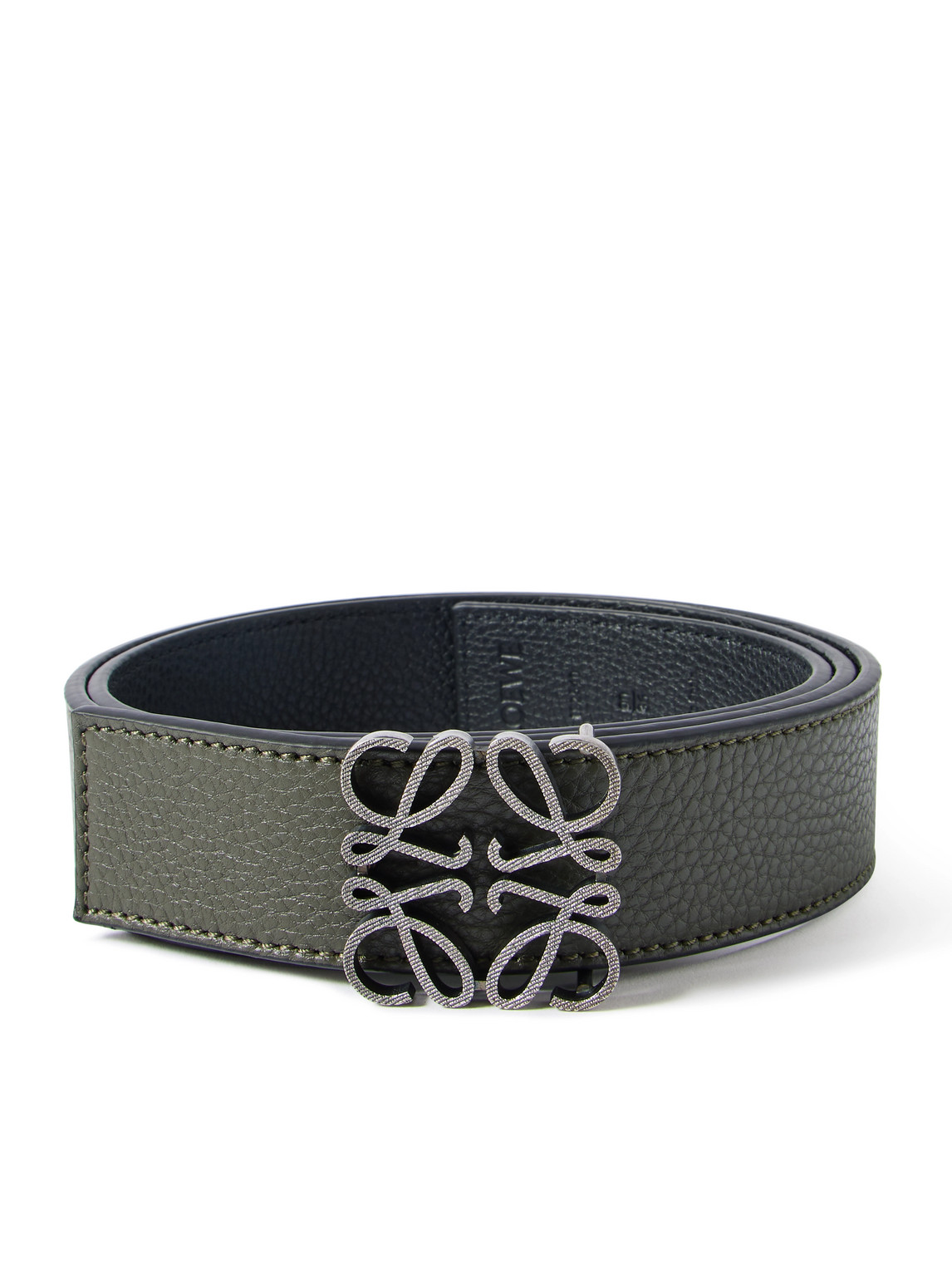 Loewe Anagram 3.5cm Reversible Leather Belt In Green