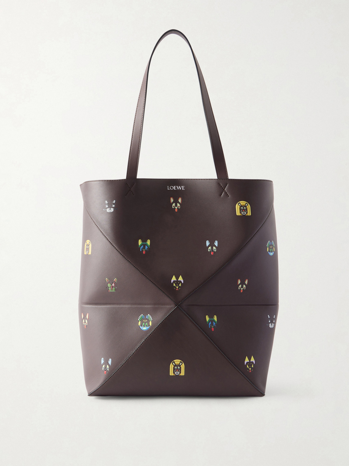 Loewe Louis Wain Puzzle Fold Xl Leather Tote Bag In Brown