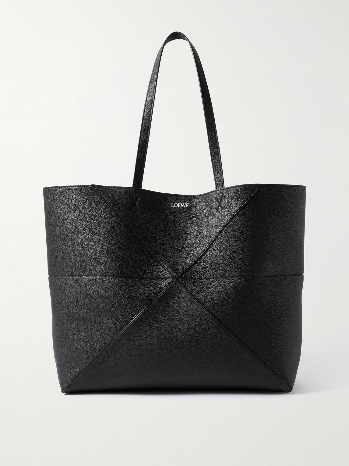 Loewe Puzzle Fold Leather Tote In Black