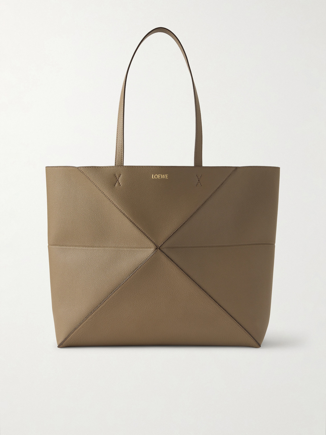 Loewe Puzzle Fold Textured-leather Tote In Brown