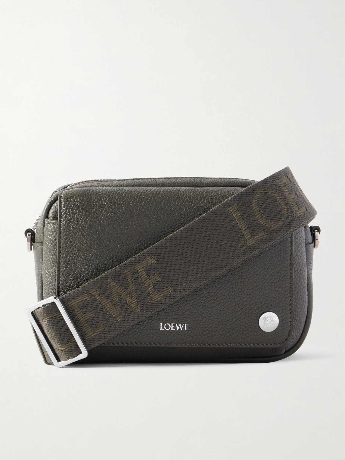 Loewe Pebble Full-grain Leather Messenger Bag In Green