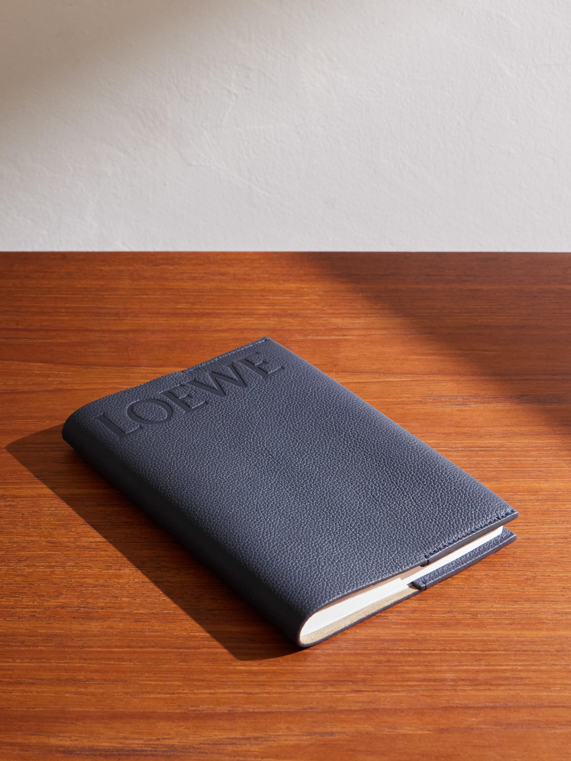 Loewe Logo-debossed Full-grain Leather Notebook In Blue
