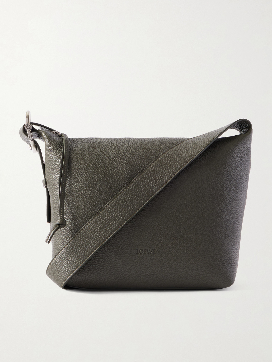Loewe Loop Full-grain Leather Messenger Bag In Green