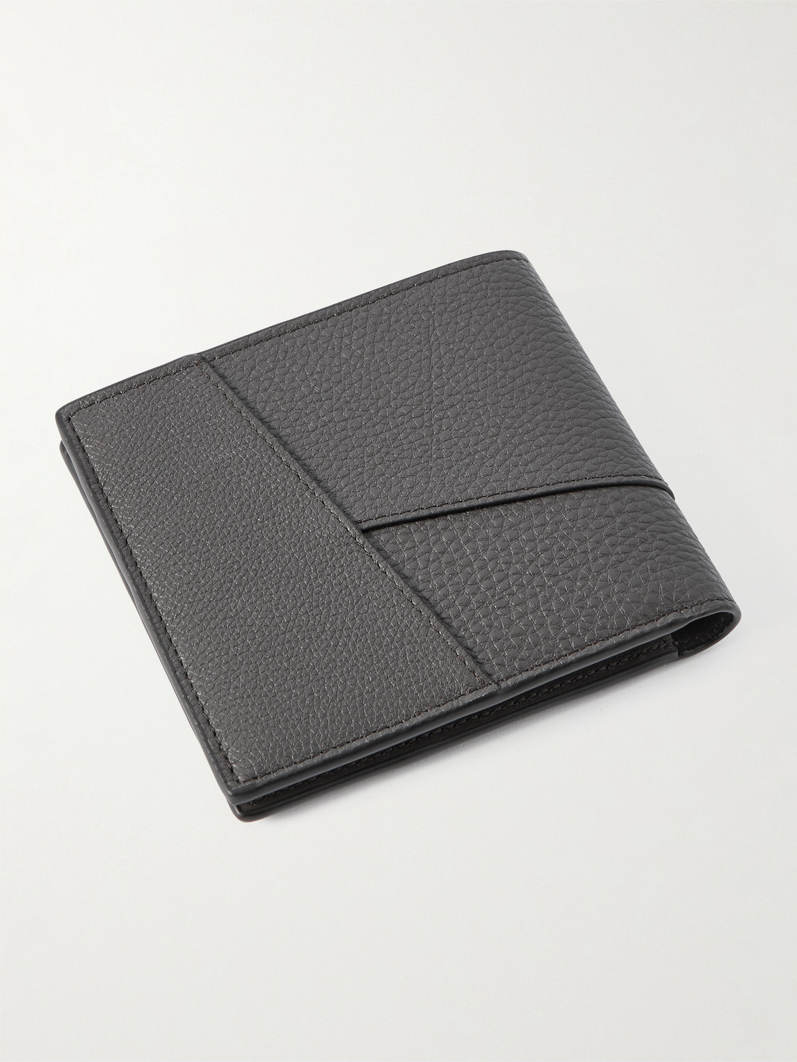 Loewe Textured Calfskin Bifold Wallet With Geometric Panel Detailing In Black