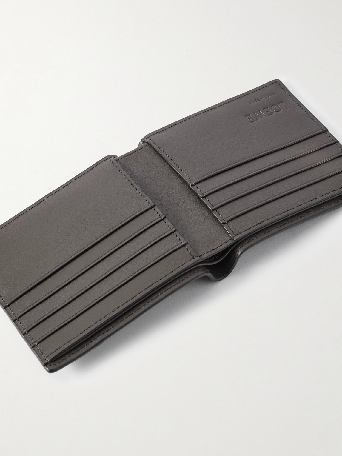 Loewe Textured Calfskin Bifold Wallet With Geometric Panel Detailing In Black