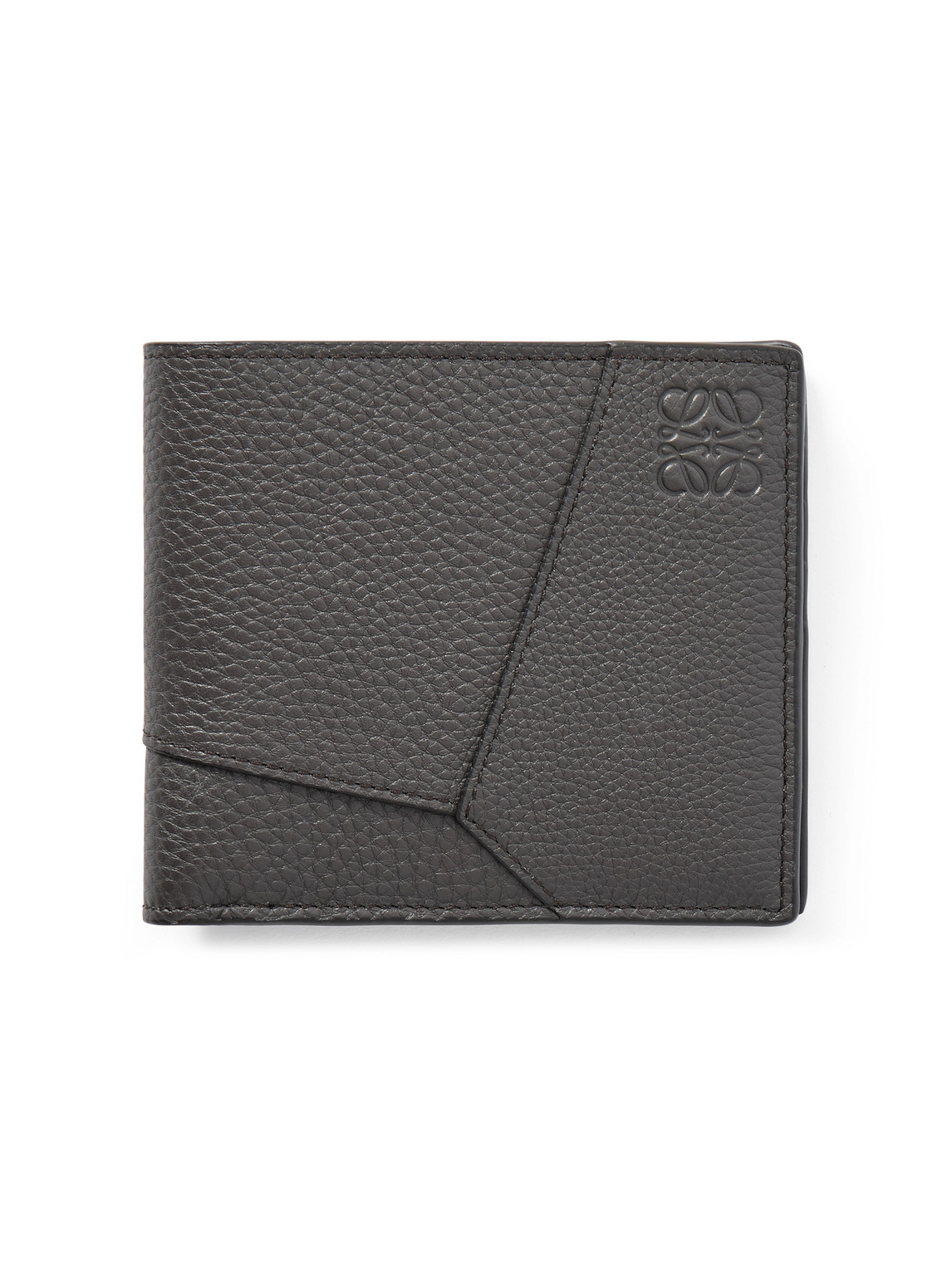 Loewe Textured Calfskin Bifold Wallet With Geometric Panel Detailing In Black
