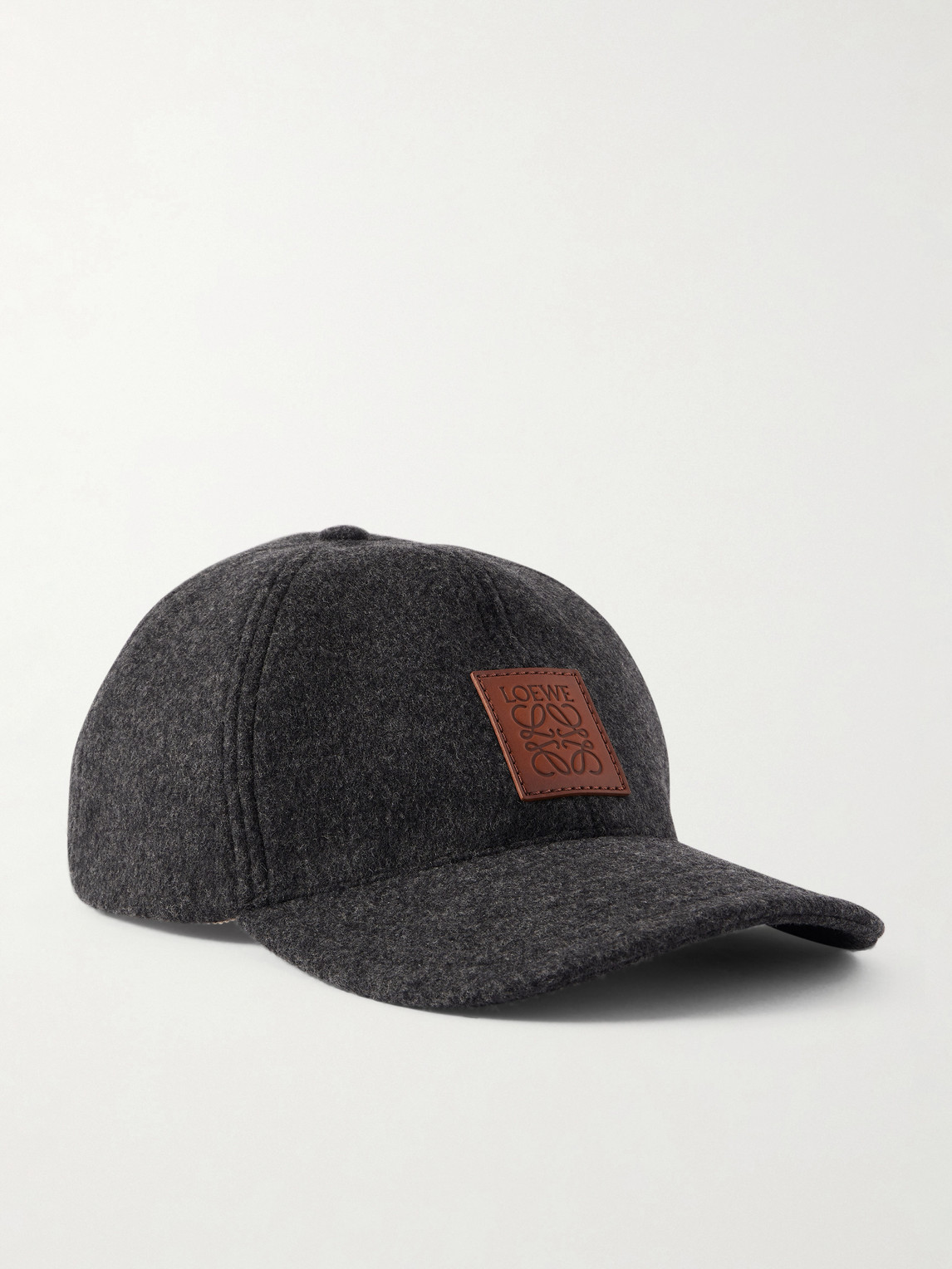 Loewe Logo-Appliquéd Leather-Trimmed Wool-Blend Baseball Capen - Women's Accessories