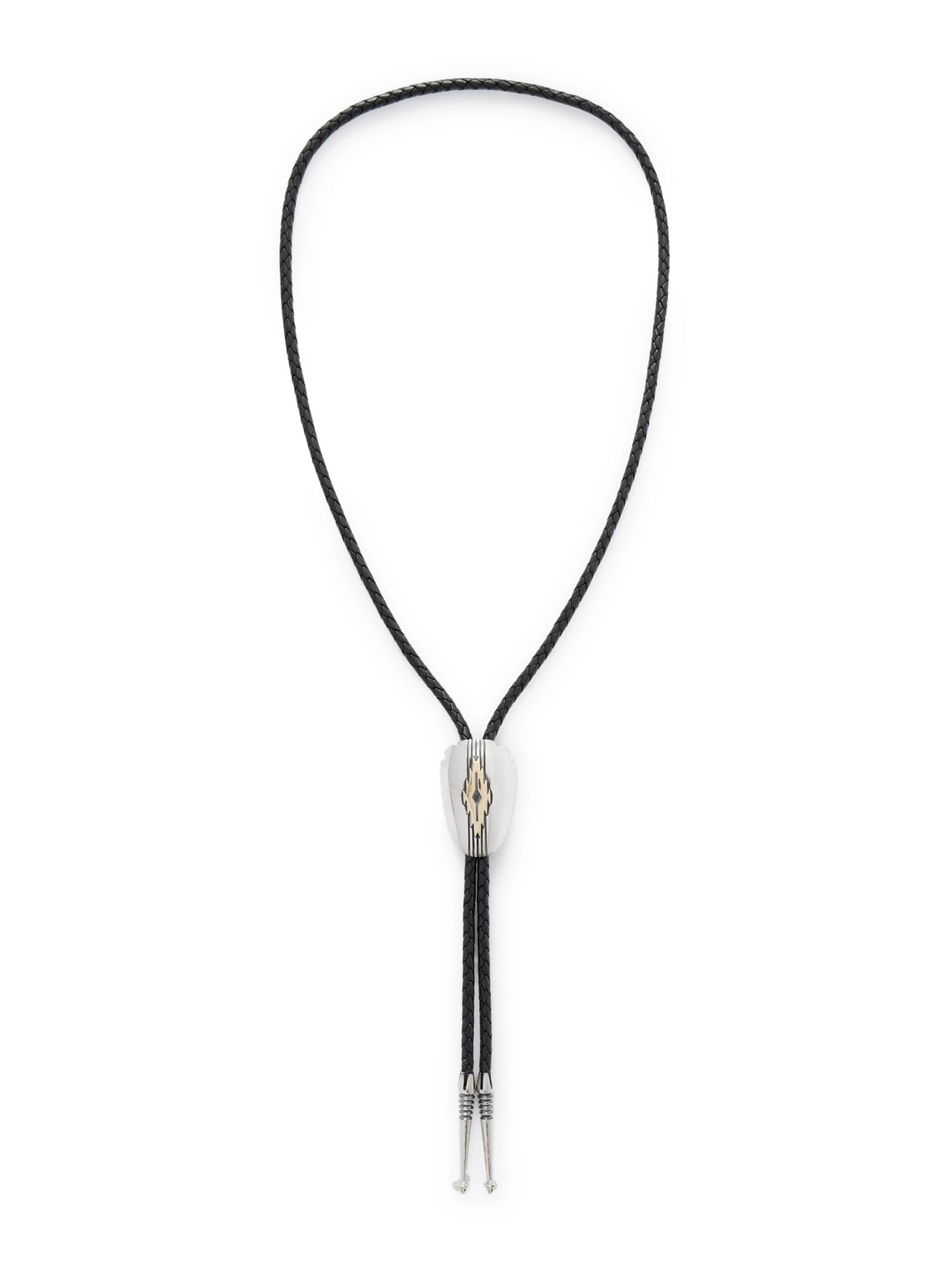 Jacques Marie Mage Sinclair Engraved Sterling Silver, 18-karat Gold And Woven Leather Bolo Tie In Black