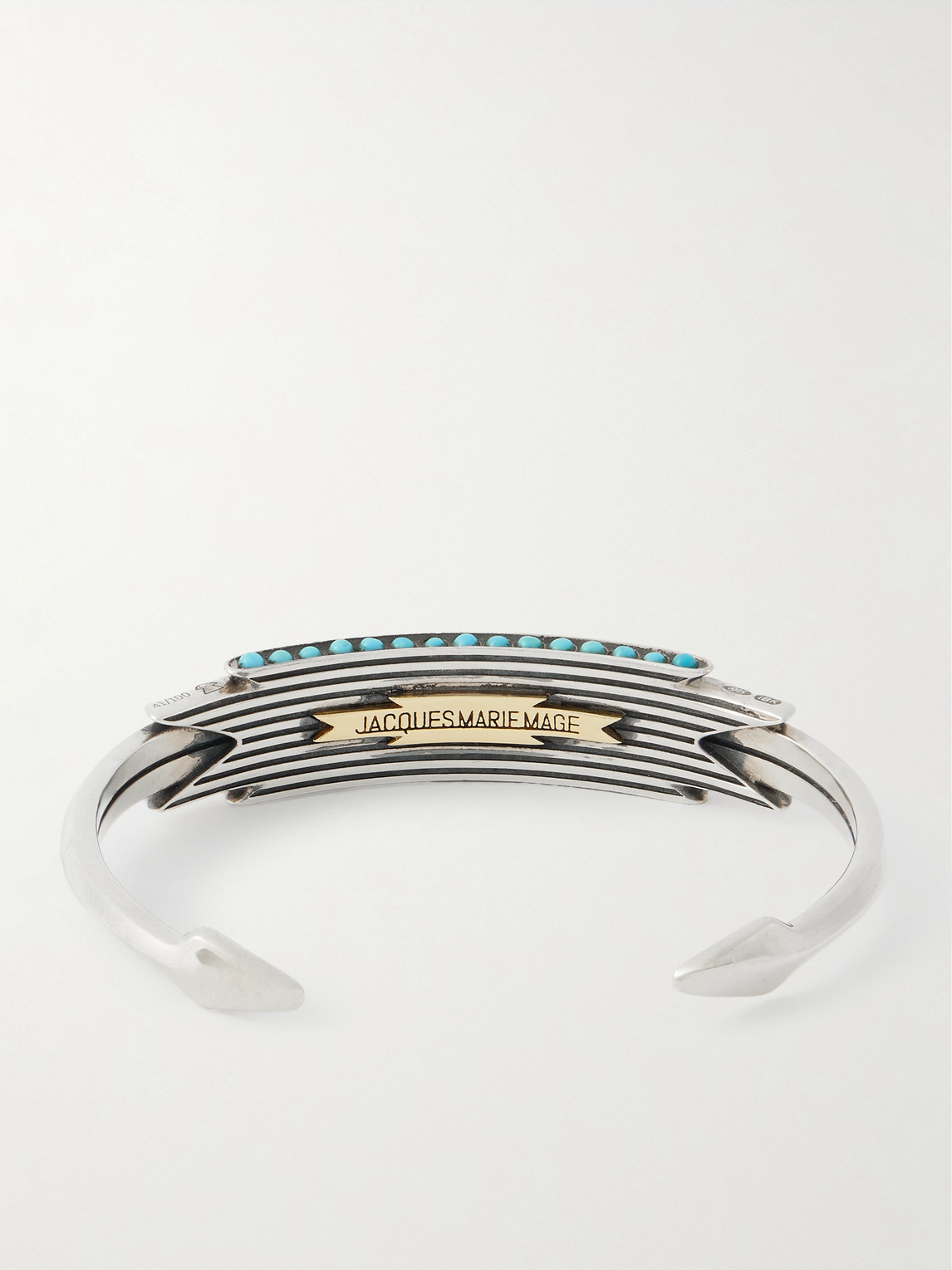 Jacques Marie Mage Weston Sterling Silver, Kingman Turquoise And 18-karat Gold Cuff In Silver
