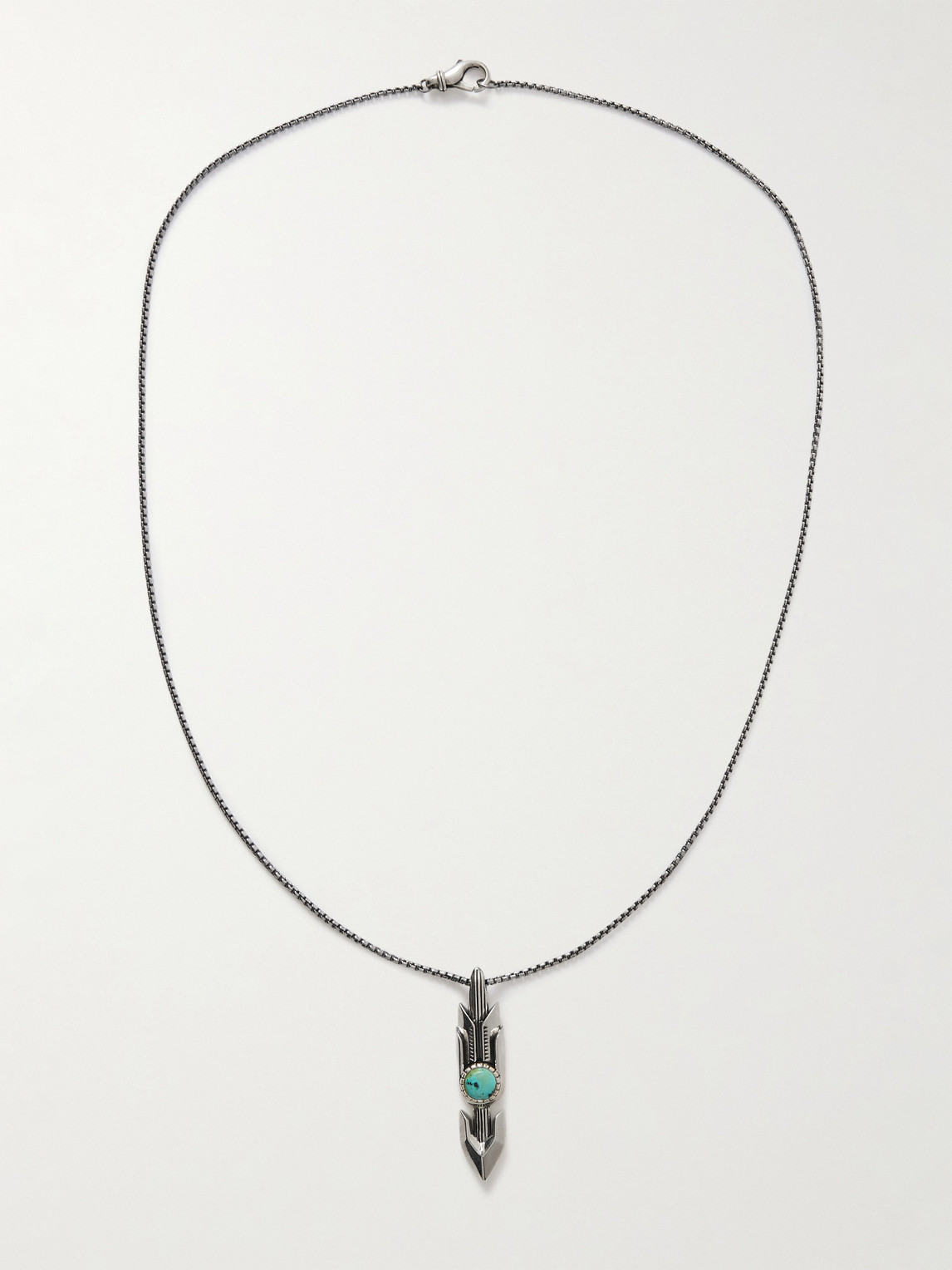 Jacques Marie Mage Natrona Sterling Silver Apache Blue Turquoise Pendant Necklace In Metallic