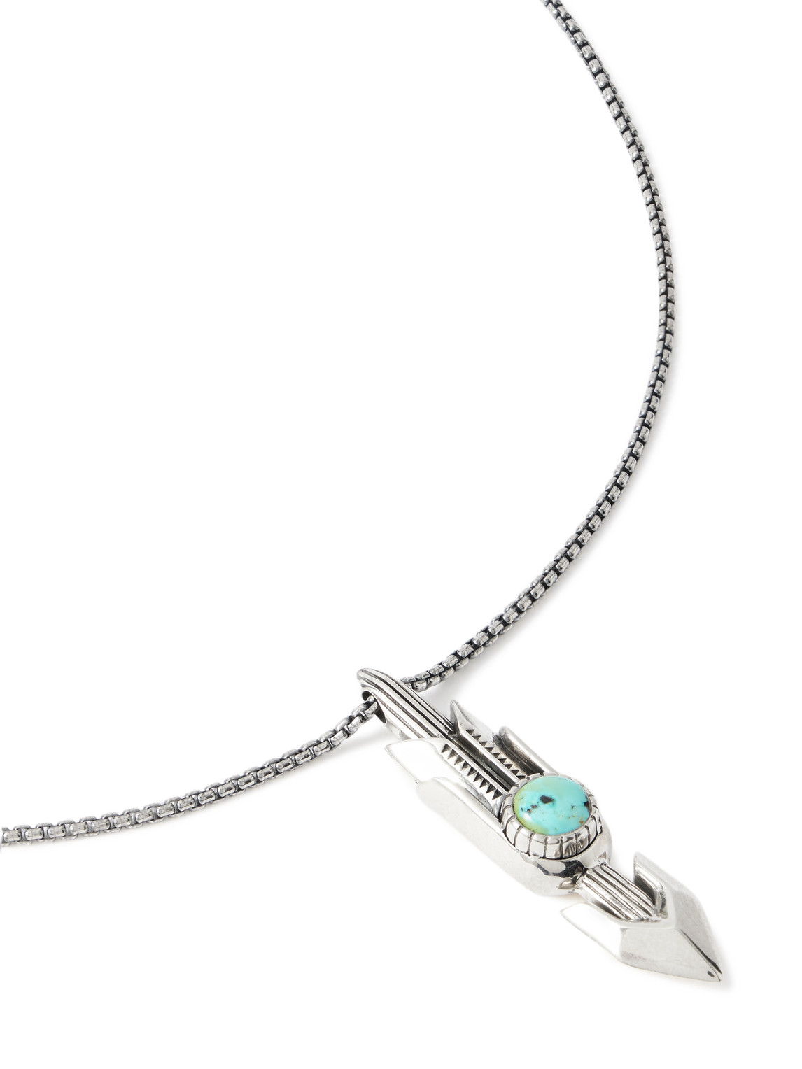 Jacques Marie Mage Natrona Sterling Silver Apache Blue Turquoise Pendant Necklace