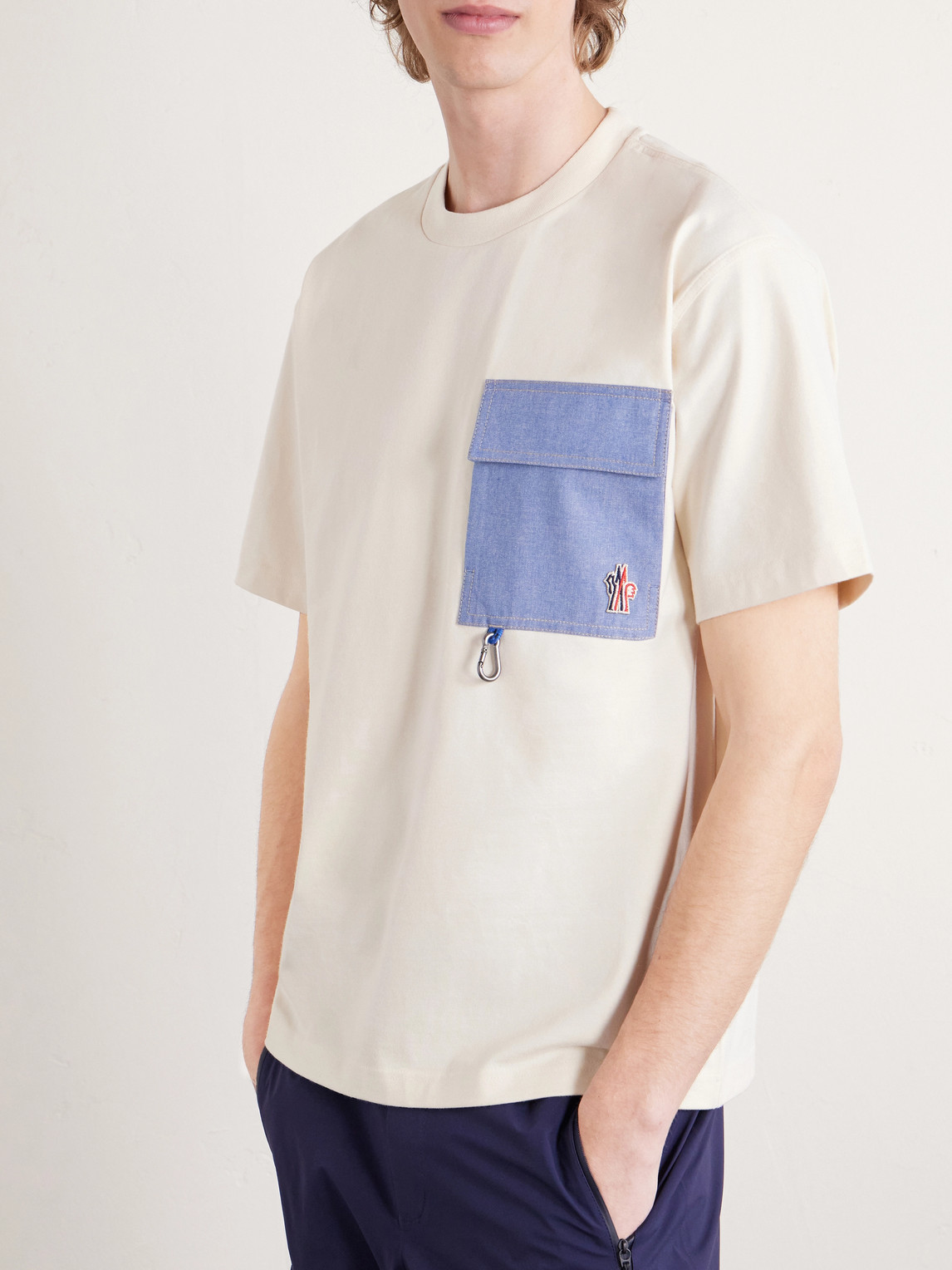 Grenoble - Logo-Appliquéd Chambray-Trimmed Stretch Cotton-Jersey T-Shirt