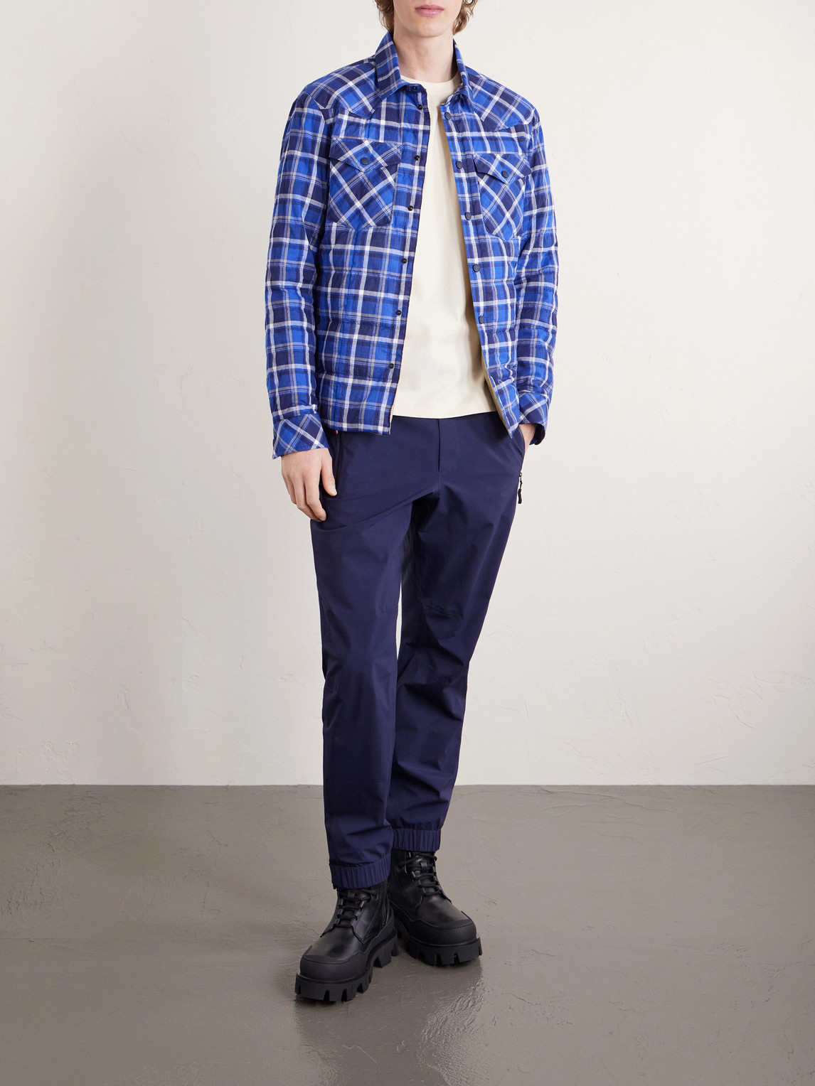 Grenoble - Logo-Appliquéd Chambray-Trimmed Stretch Cotton-Jersey T-Shirt