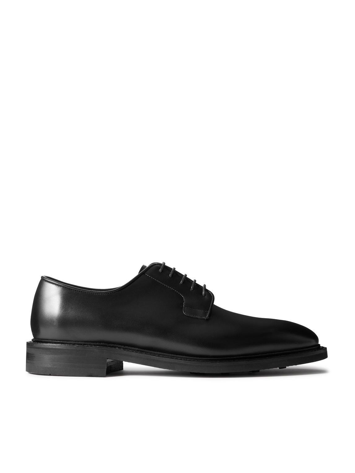 Morjas The Plain Toe Leather Derby Shoes In Black