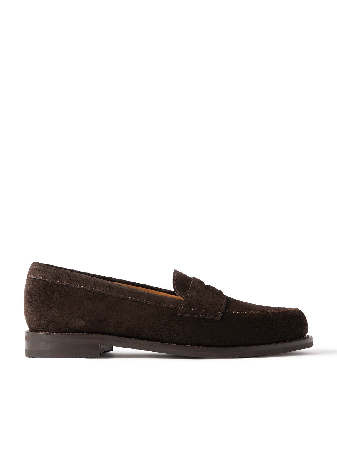 Morjas The Ivy Suede Penny Loafers In Brown