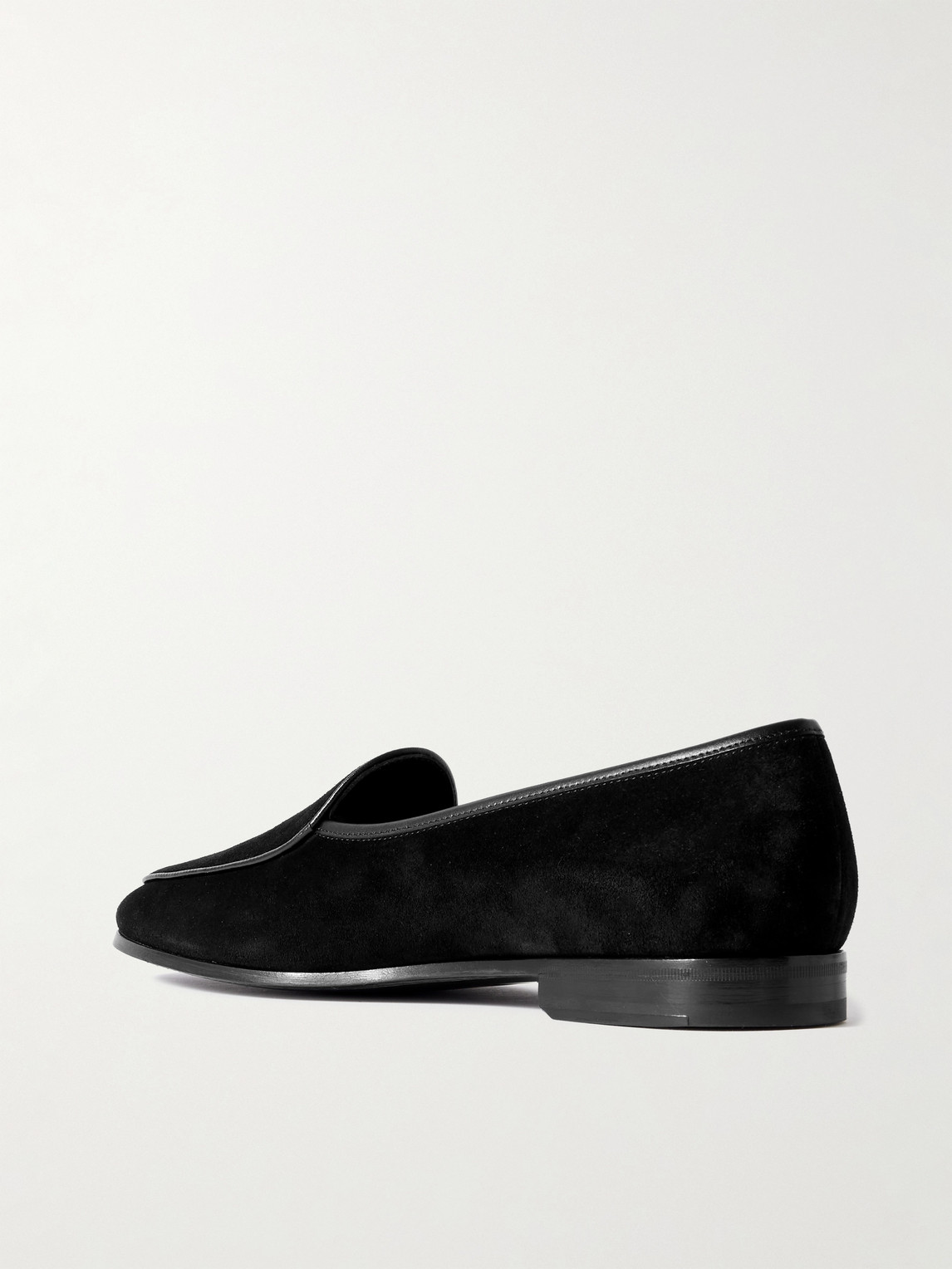 Morjas The Belgian Leather-trimmed Suede Loafers In Black