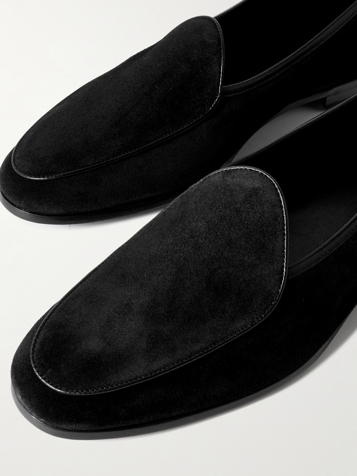 Morjas The Belgian Leather-trimmed Suede Loafers In Black