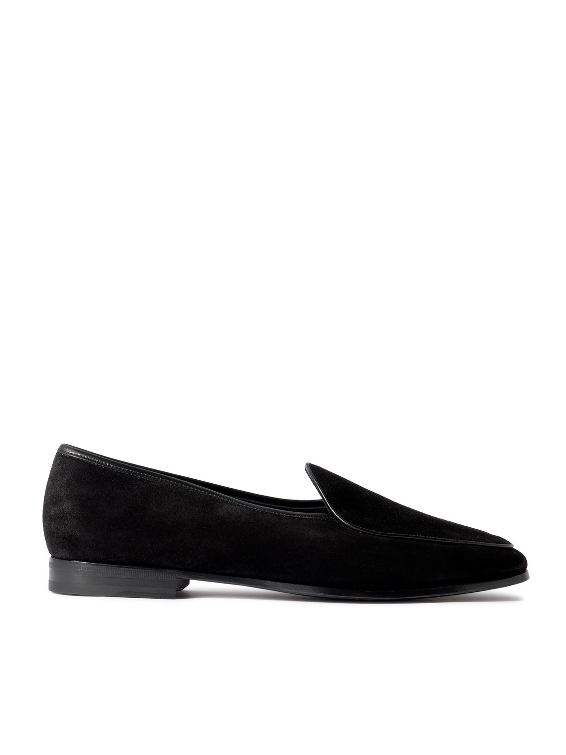 Morjas The Belgian Leather-trimmed Suede Loafers In Black