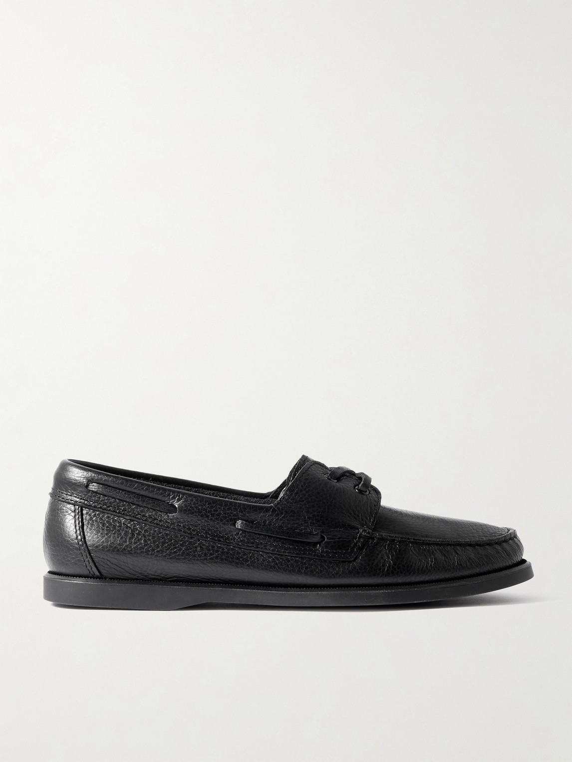 Morjas Full-grain Leather Boat Shoes In Black