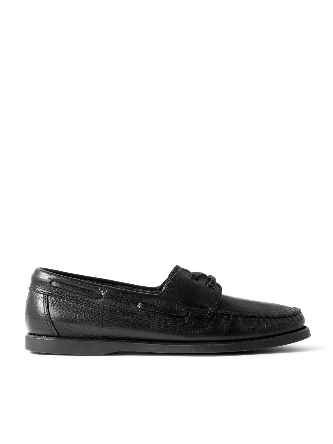 Morjas Full-grain Leather Boat Shoes In Black