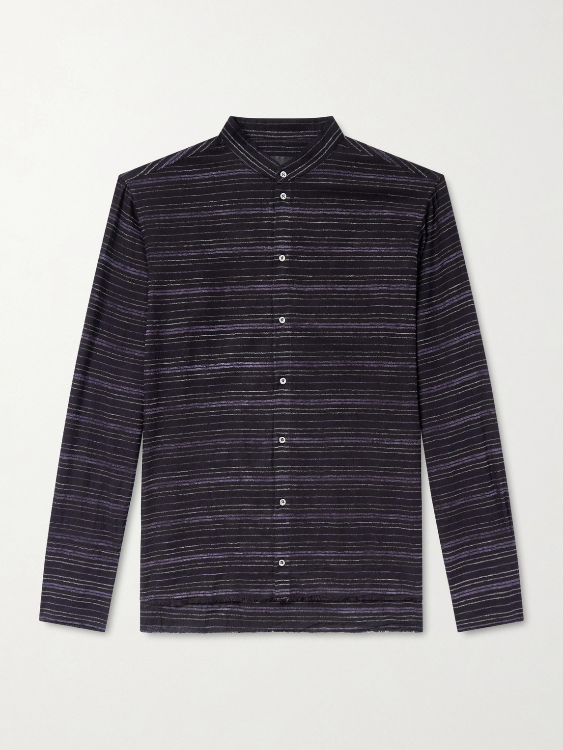 424 Hoorsenbuhs Embroidered Striped Cotton-blend Flannel Shirt In Black