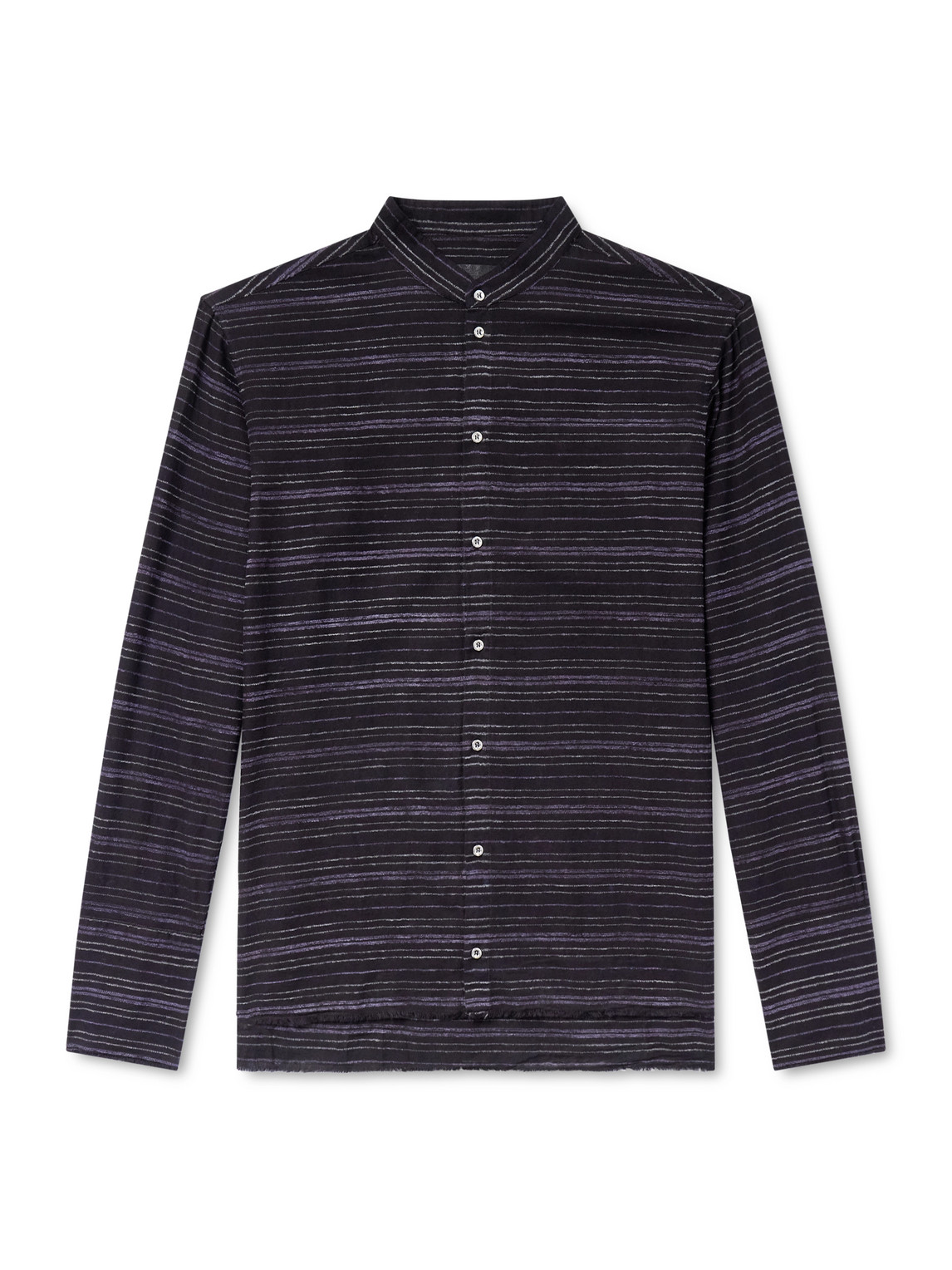 424 Hoorsenbuhs Embroidered Striped Cotton-blend Flannel Shirt In Black