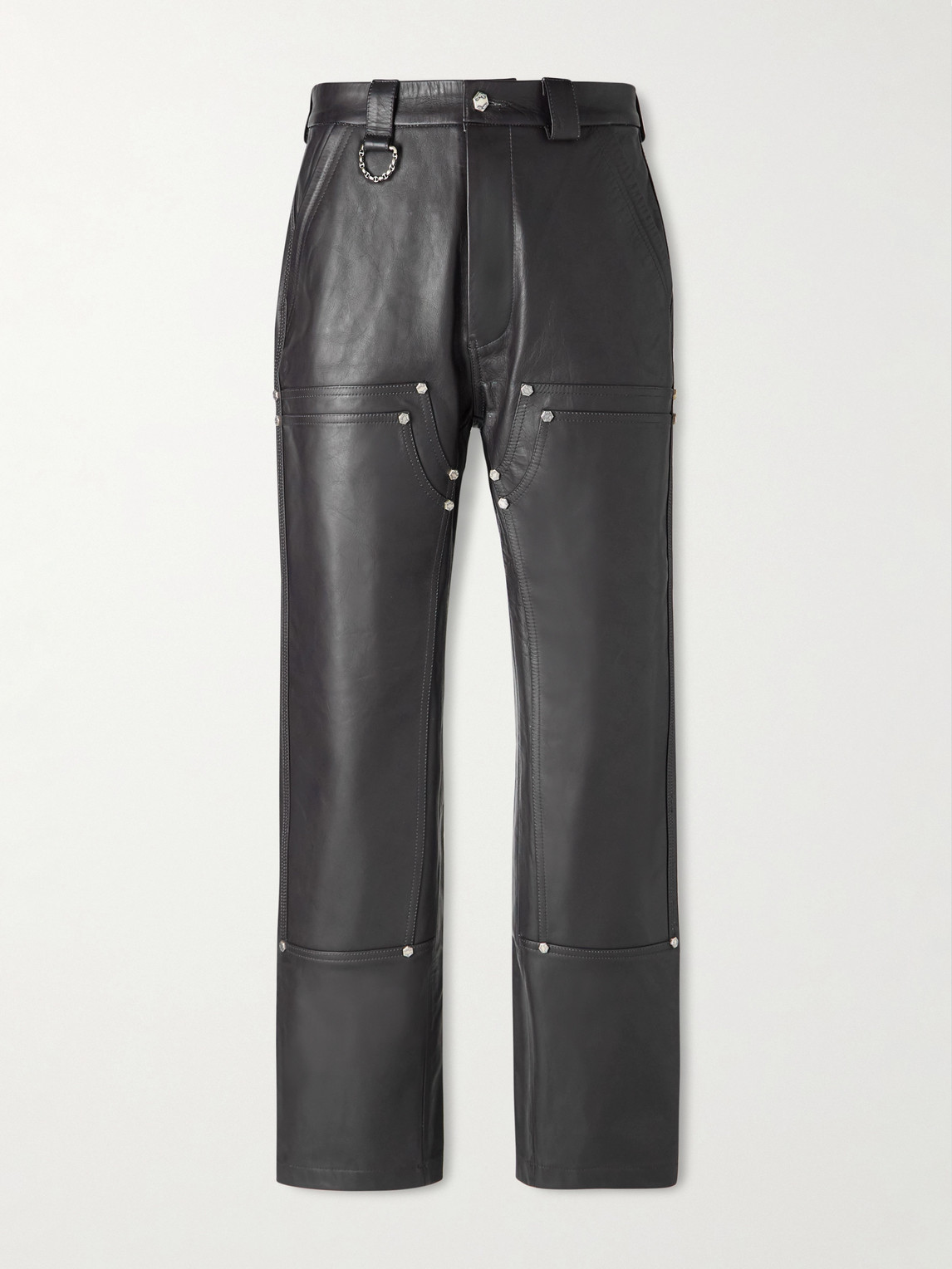 424 Hoorsenbuhs Straight-leg Studded Leather Trousers In Black