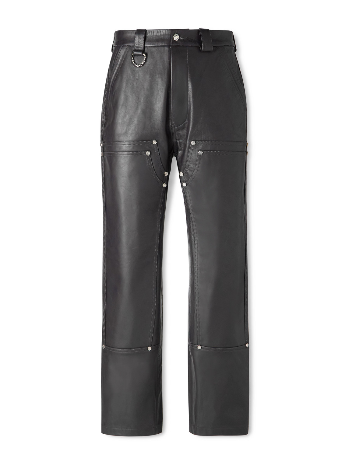 424 Hoorsenbuhs Straight-leg Studded Leather Trousers In Black