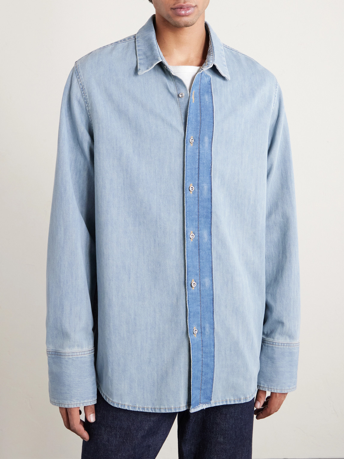  424 - Hoorsenbuhs Two-tone Denim Shirt - Men - Blue - It 46 