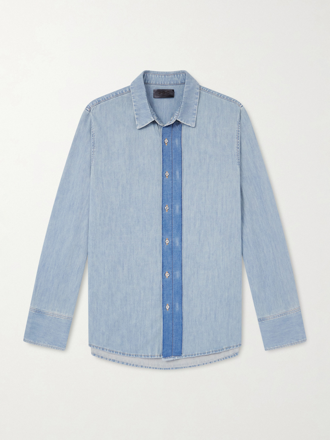 424 Hoorsenbuhs Two-tone Denim Shirt In Blue
