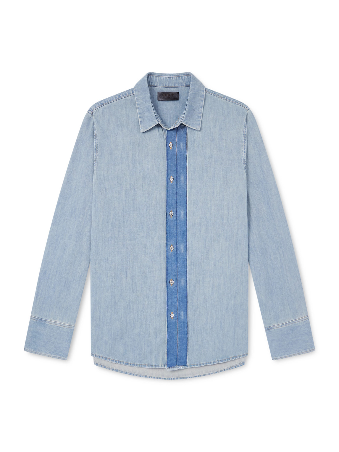 424 Hoorsenbuhs Two-tone Denim Shirt In Blue